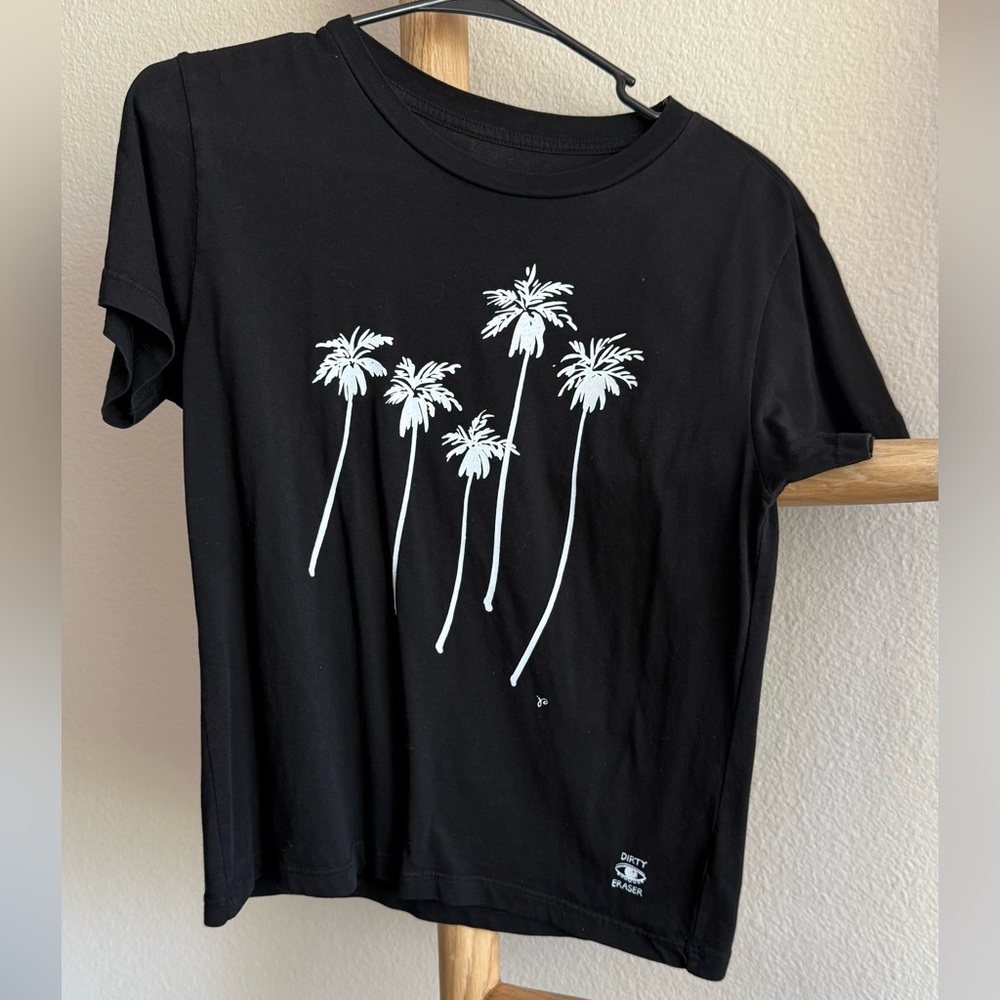 Black T-Shirt with Palm Tree Design